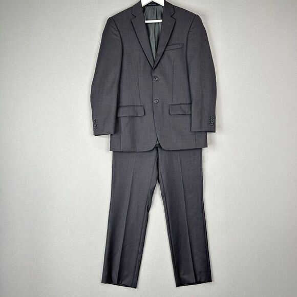 Parc 81 Mens Two Piece Suit Set 36S Slim Fit Blazer Gray Wool 29x29 Pants Formal - Picture 1 of 16
